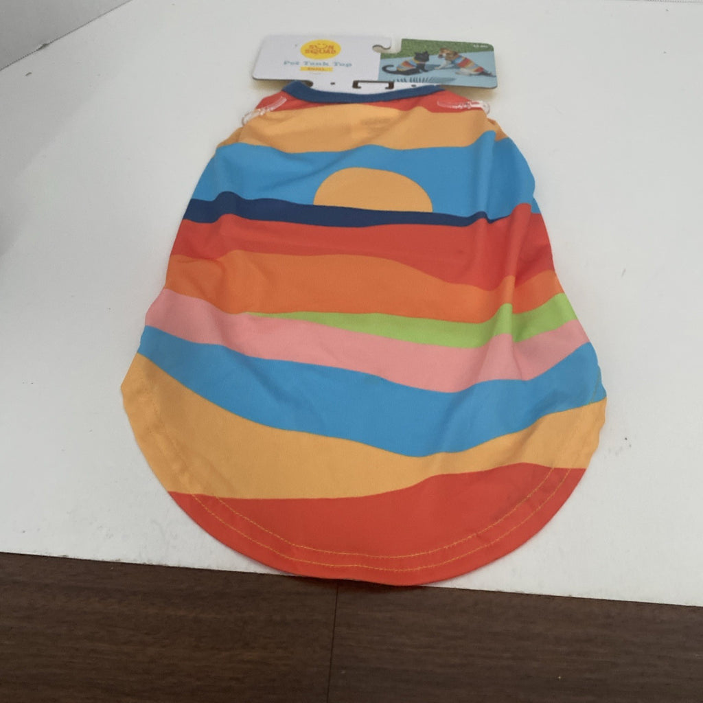 NWT Pet Apparel Multi Color Dog Tank Tee Sunrise Orange Blue - Size Small