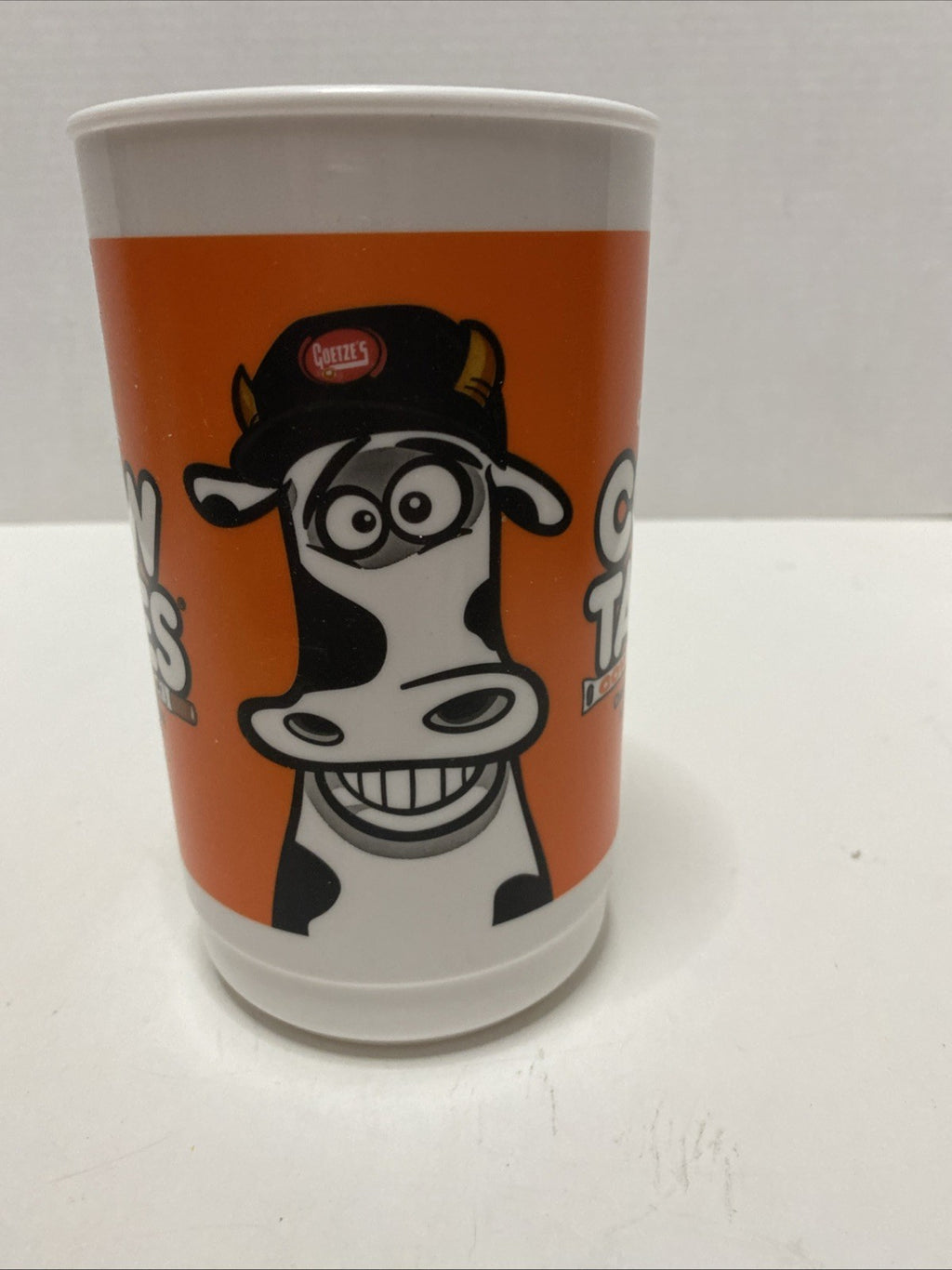 Vintage Cow Tails Candy Orange Plastic Mug