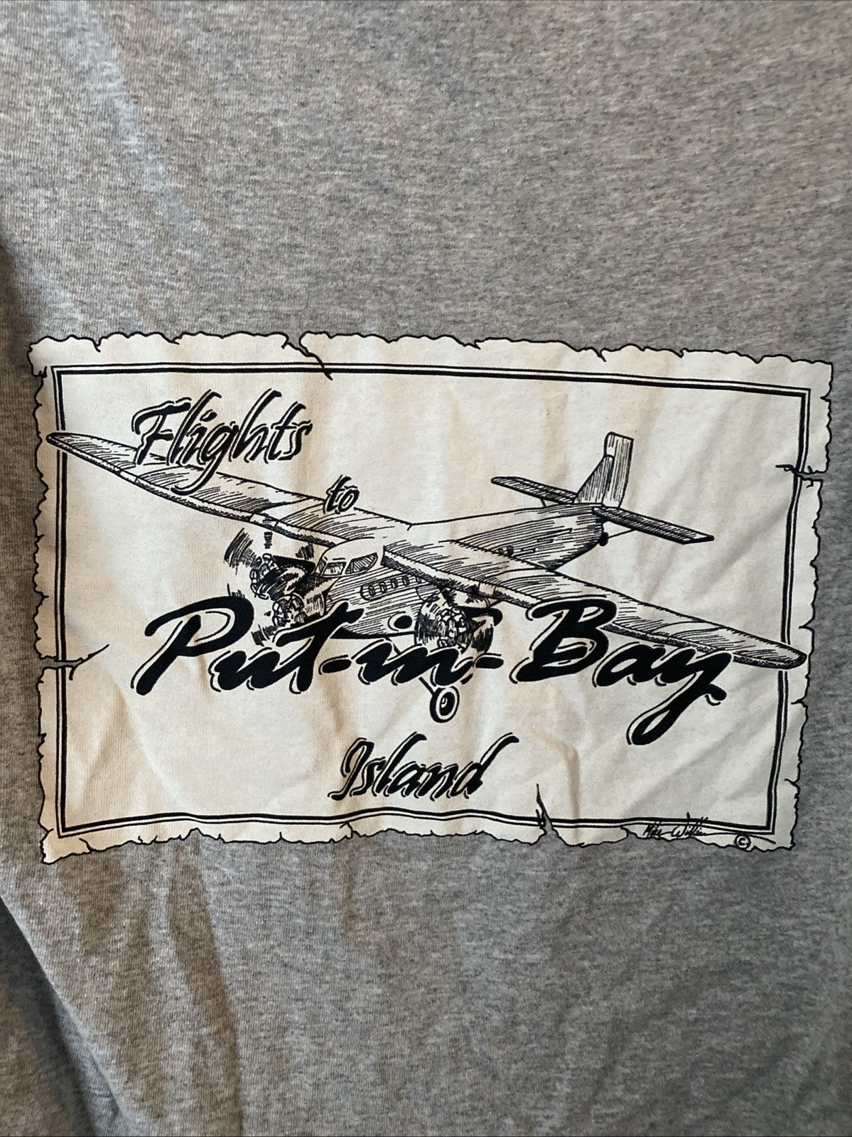 Put in Bay Island flights to put in Bay Island adult size small gray shorts slee
