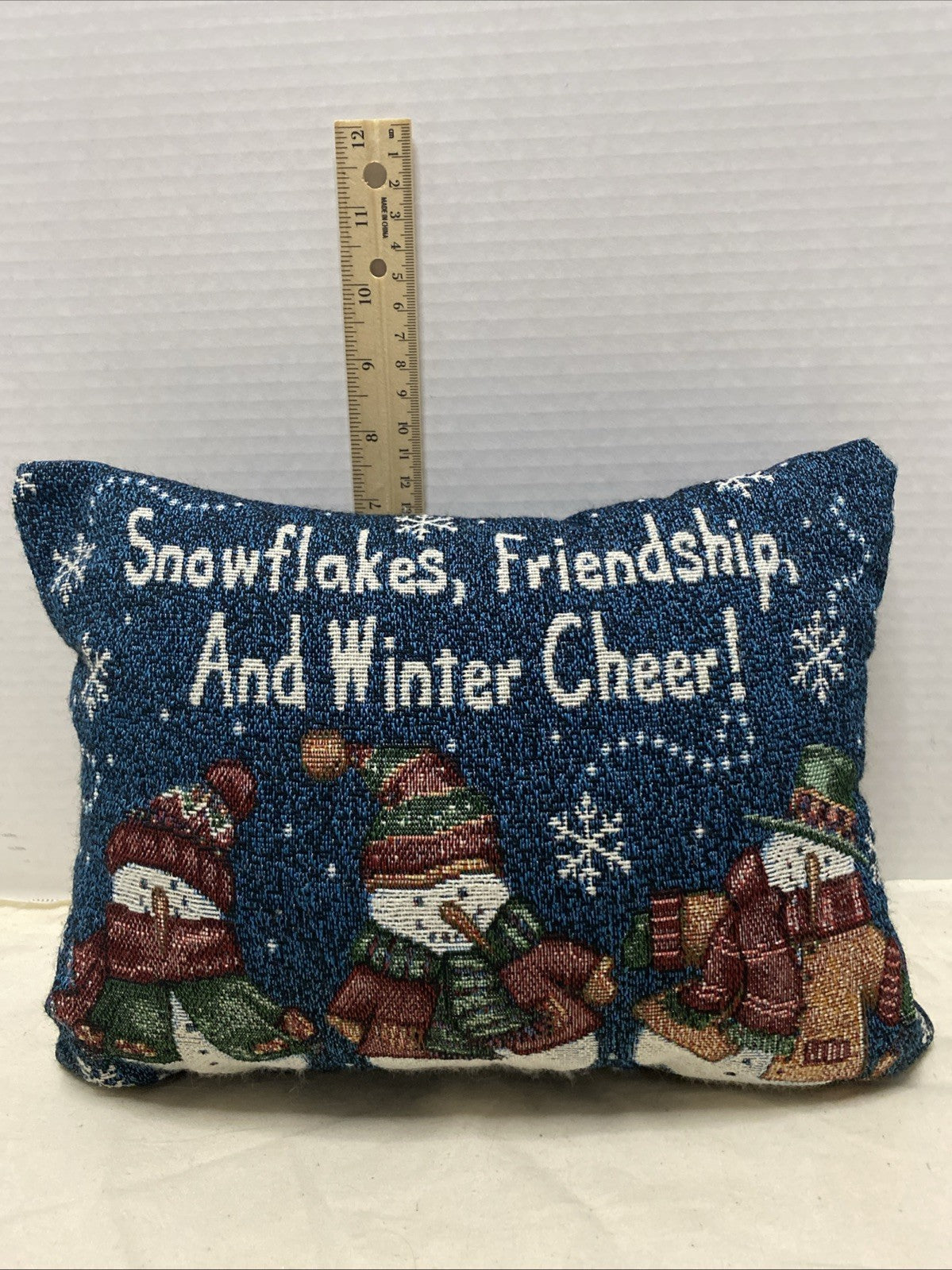 Vintage Good Housekeeping "Snowflakes, Friendship, And Winter Cheer" Pillow 
