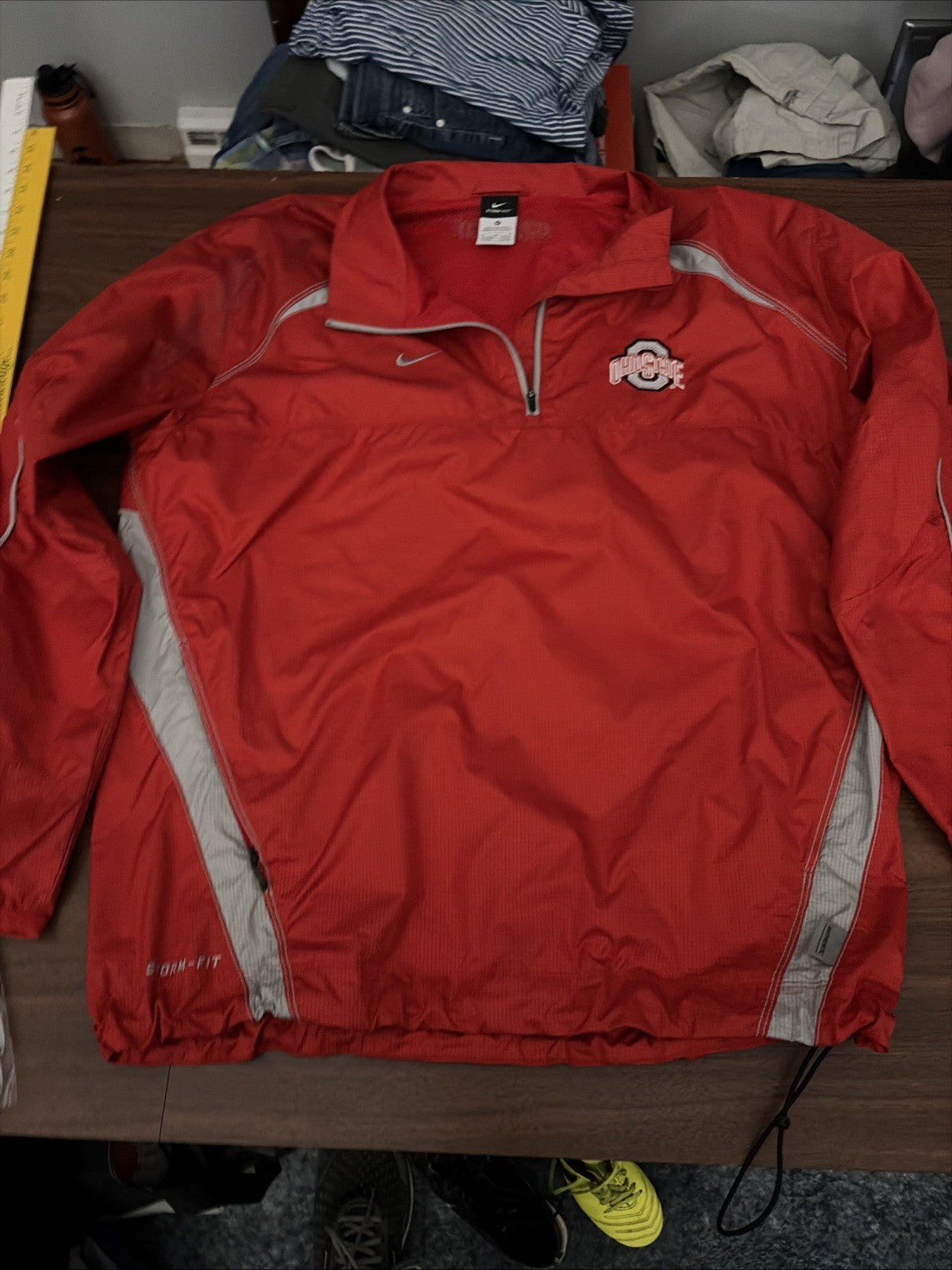 Nike Ohio State Buckeyes 1/4 Zip Jacket Pullover Storm Fit Red Gray Mens MEDIUM