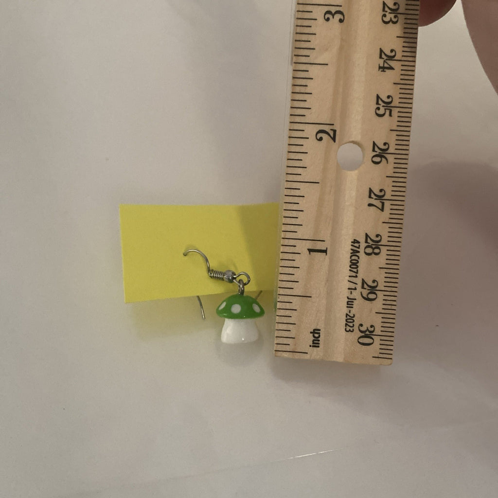 Handmade Mushroom Earrings New Nickel-free Green White Fungi