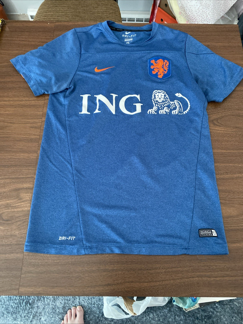 Nike Netherlands KNVB Holland Away Soccer Jersey 2014 Blue Orange Mens Medium
