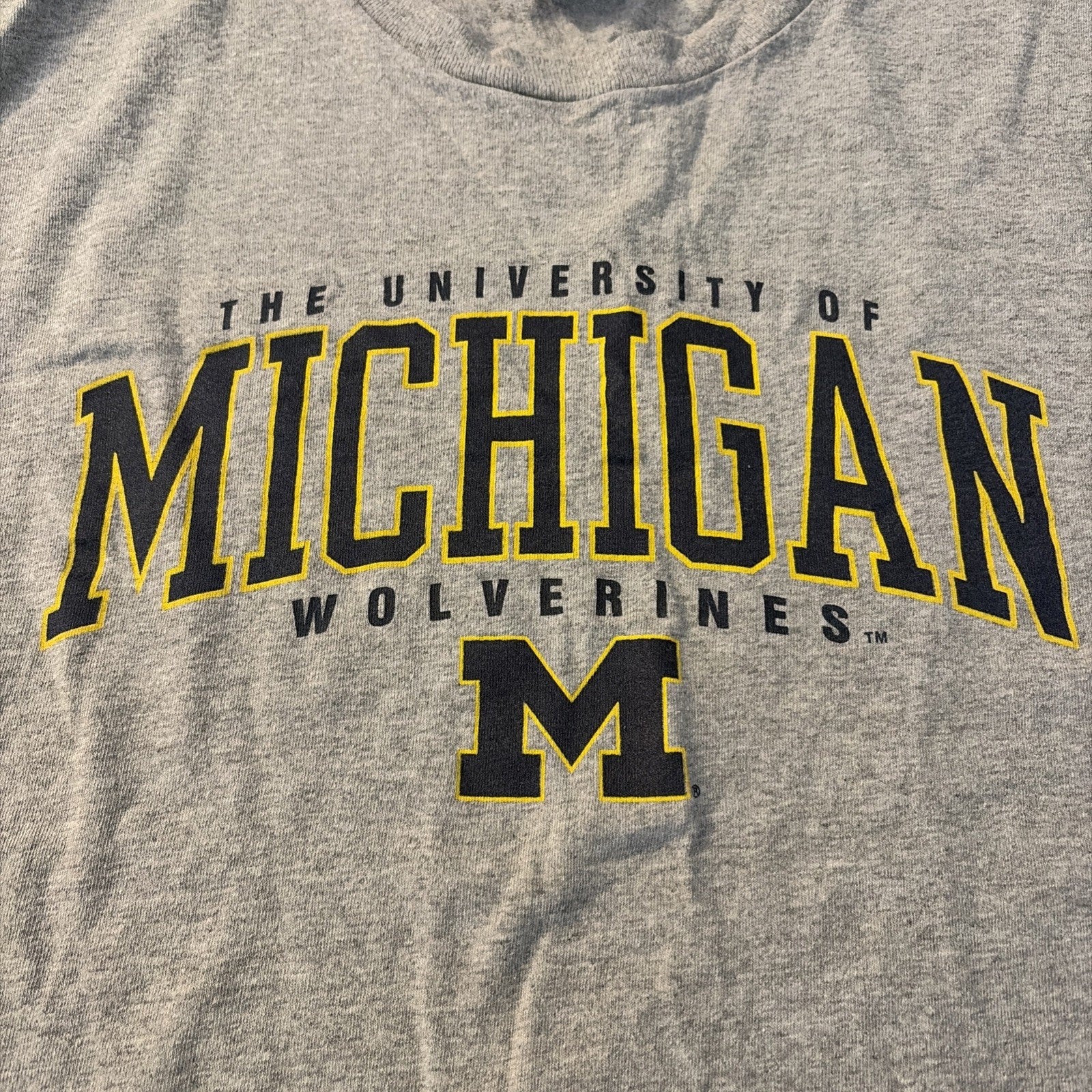 Men’s 2XL University Of Michigan Wolverine Short Sleeve Gray T-Shirt