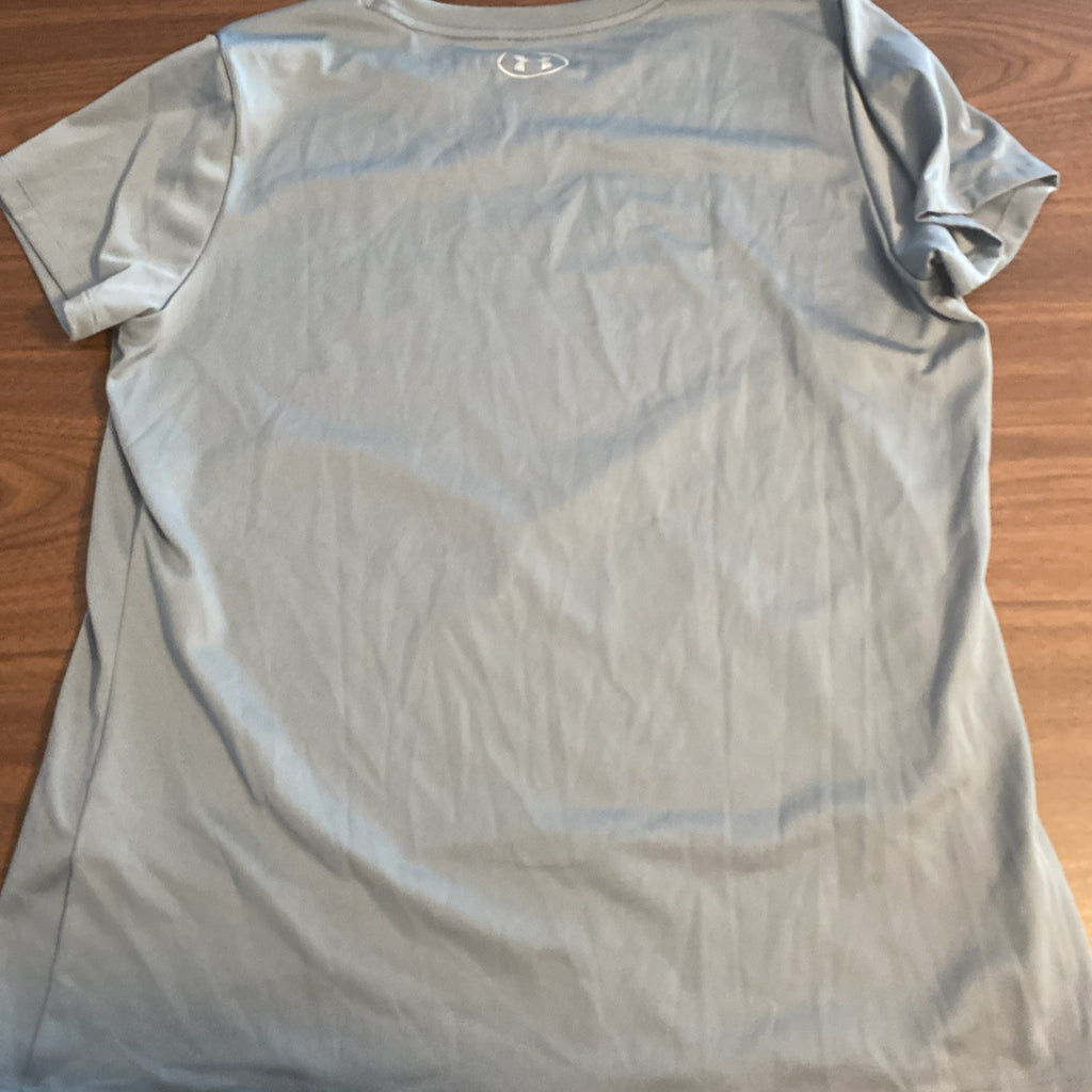 Under Armor Shirt Mens Large Gray Heat Gear Loose Fit Cotton Graphic Print