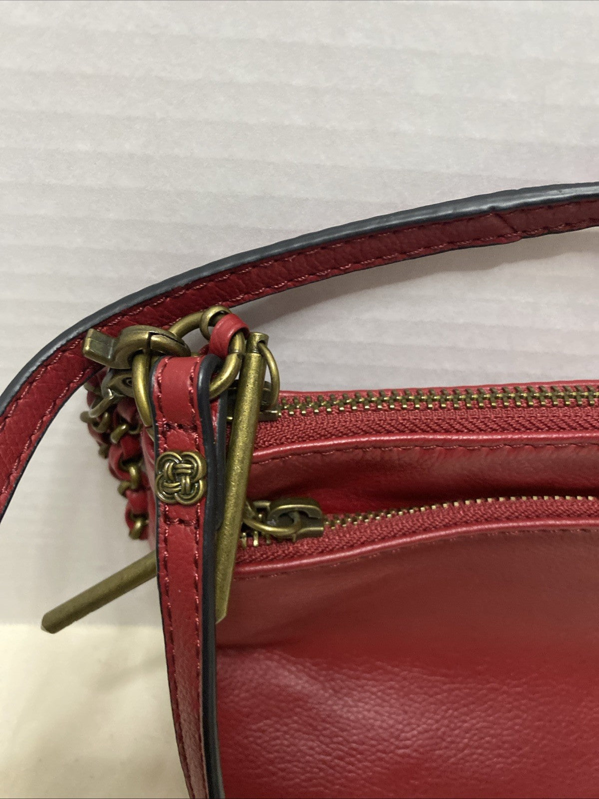 Elliott Lucca Red Leather Removable Strap Clutch/ Crossbody/ Shoulder Bag 7x11"