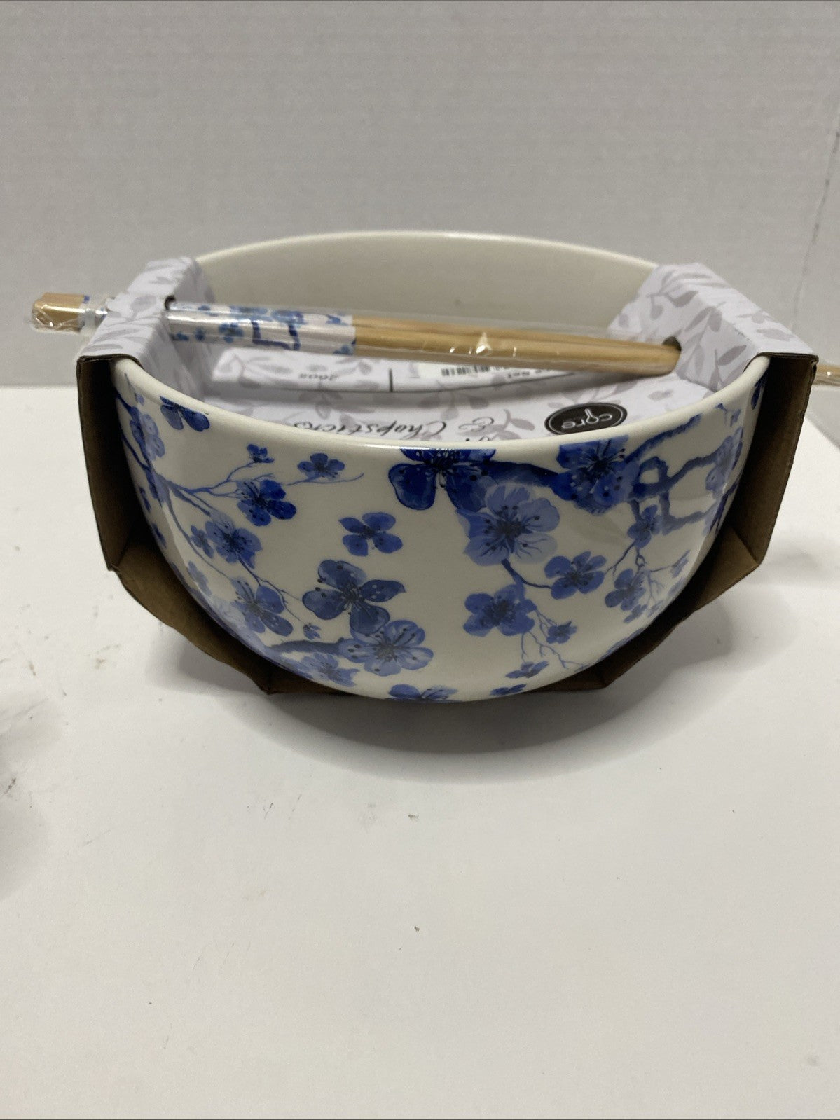 Core Kitchen Ramen Noodle Ceramic Bowl Blue Abstract Design 26oz Set Of 2