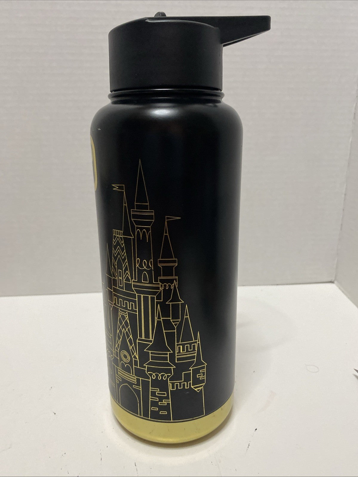 Walt Disney World Cinderella Castle Black & Gold Outline 31.5 oz Tumbler Bottle