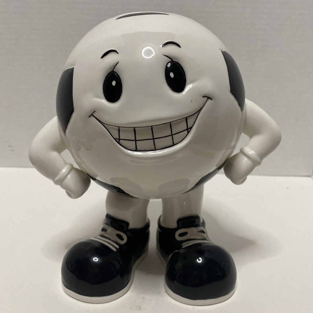Russ Berrie Ceramic Soccer Ball Character Money Bank - 2019 - 8” - Hard To Find