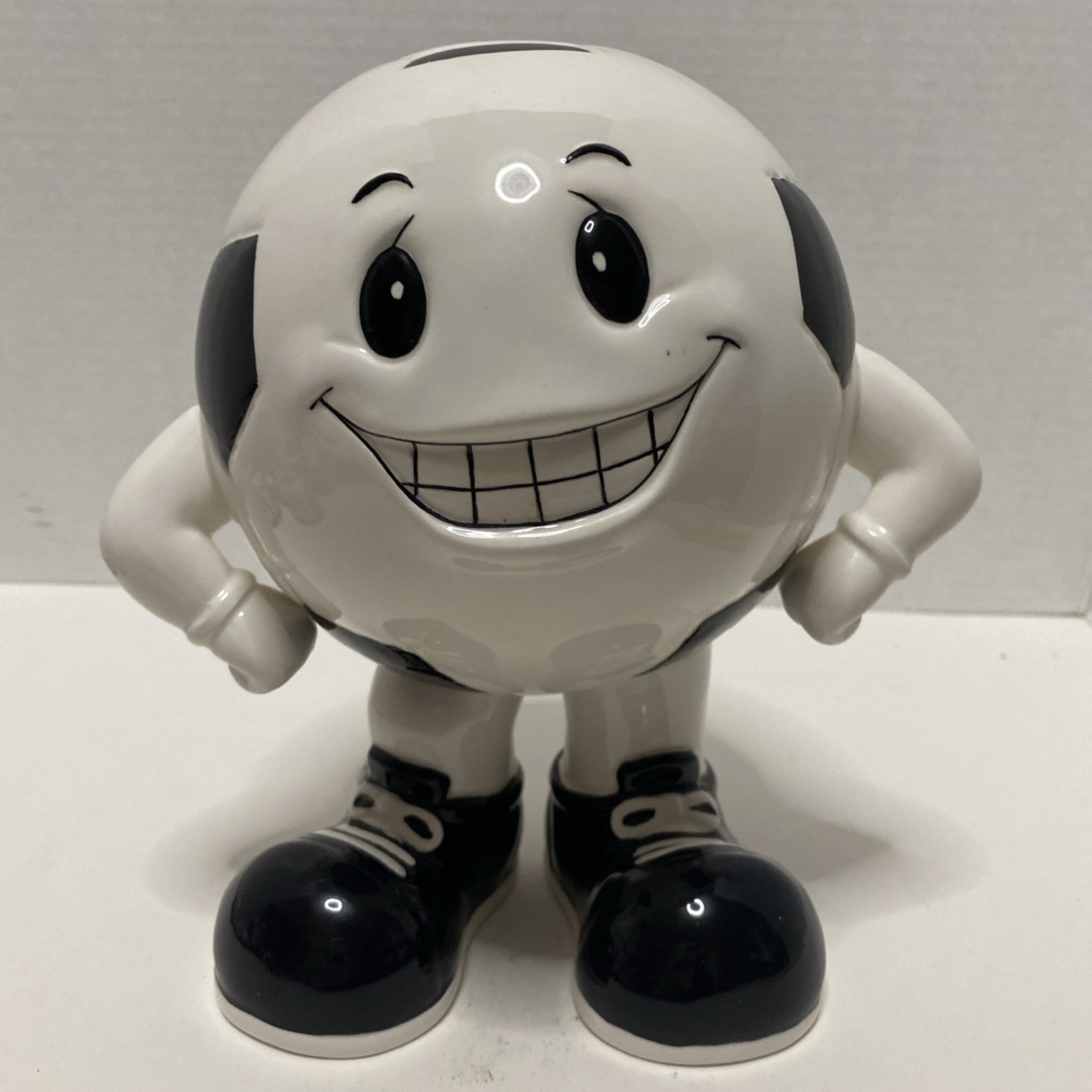 Russ Berrie Ceramic Soccer Ball Character Money Bank - 2019 - 8” - Hard To Find