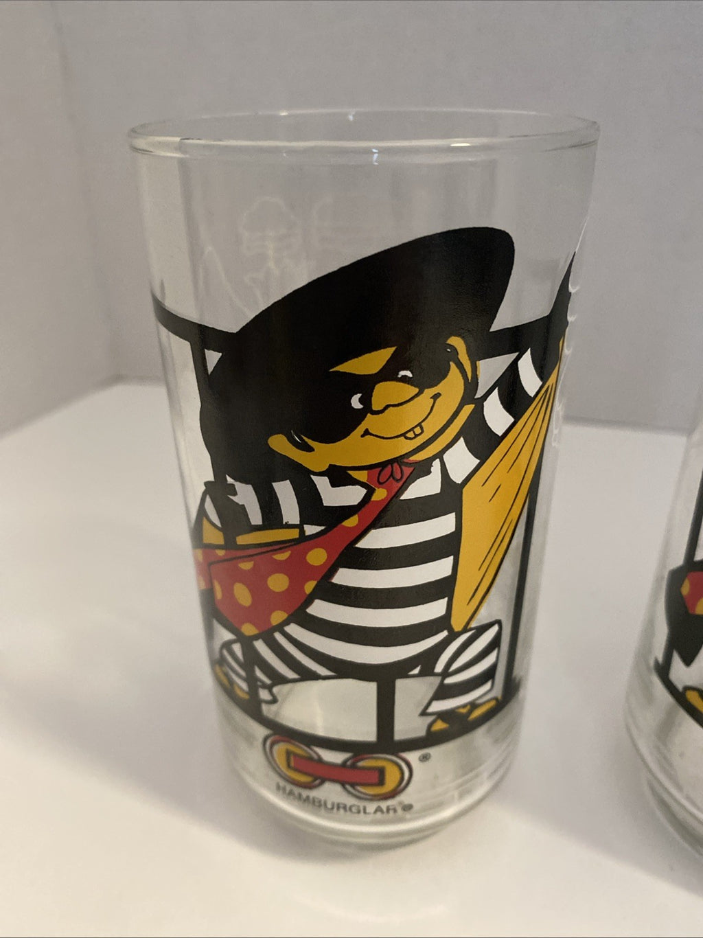 1977 McDonald's HAMBURGLAR McDonaldland Action Series Glass - Vintage Set Of 4
