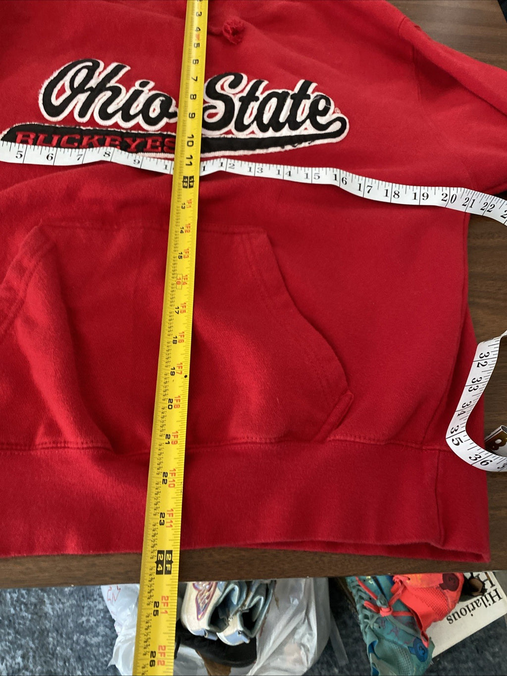 J America OSU Ohio State Buckeyes Men's Long Sleeve Red Sweatshirt Hoodie Medium