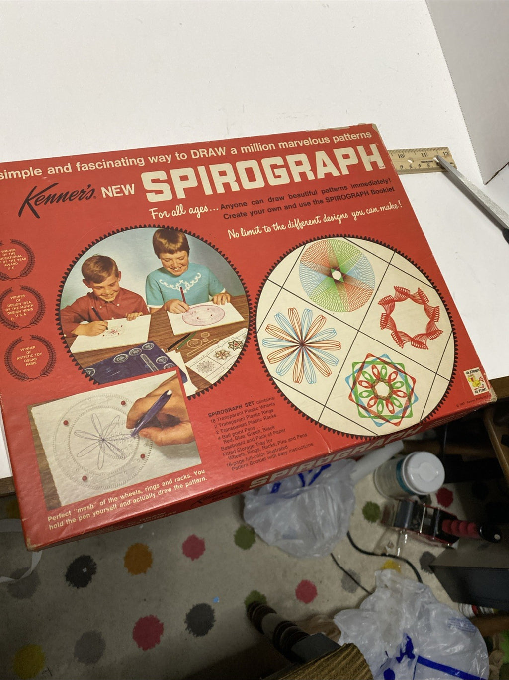 Vintage Kenners 1967 : SPIROGRAPH game (Complete Wheels  & DRIED PENS) complete