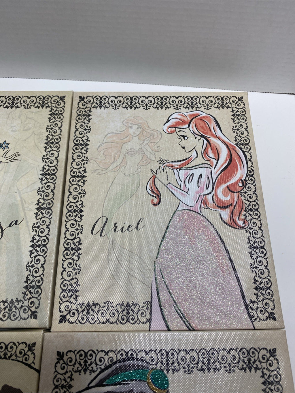 SET OF 4 DISNEY PRINCESS PICTURES  8" X 10" SNOW WHITE ARIEL ELSA JASMINE