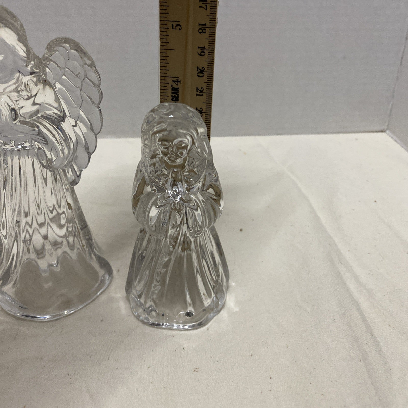 Princess House Nativity Set Lead Crystal Lot 3 Vintage Glass Standing Angel Pray