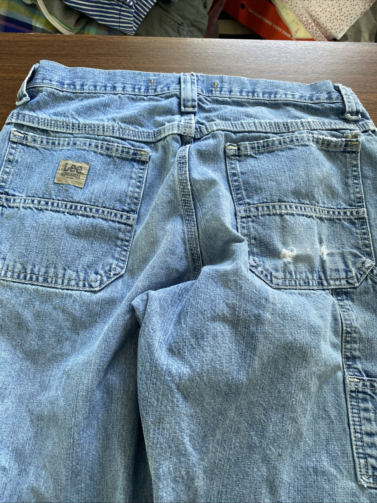 Lee Dungarees Carpenter Jeans Mens 33x32 Blue Denim Workwear Utility Distressed