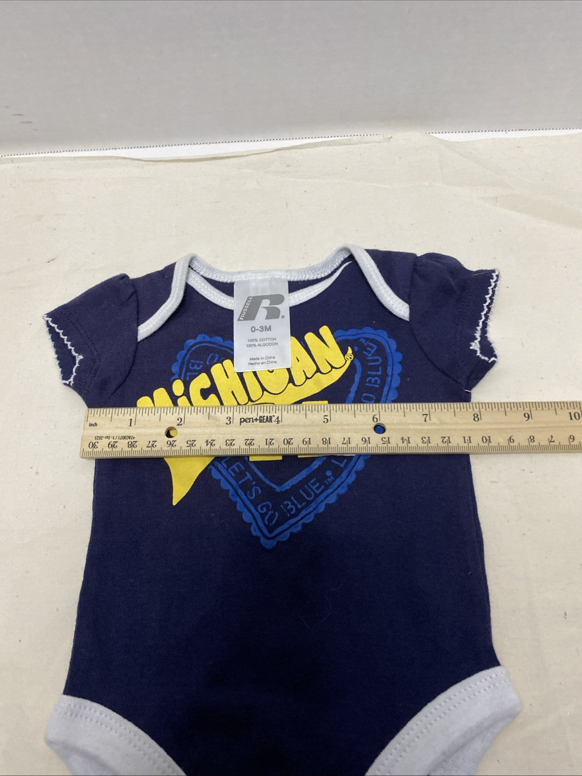Russell 1 piece outfit Michigan - Let’s Go Blue Short Sleeves 0-3 Months