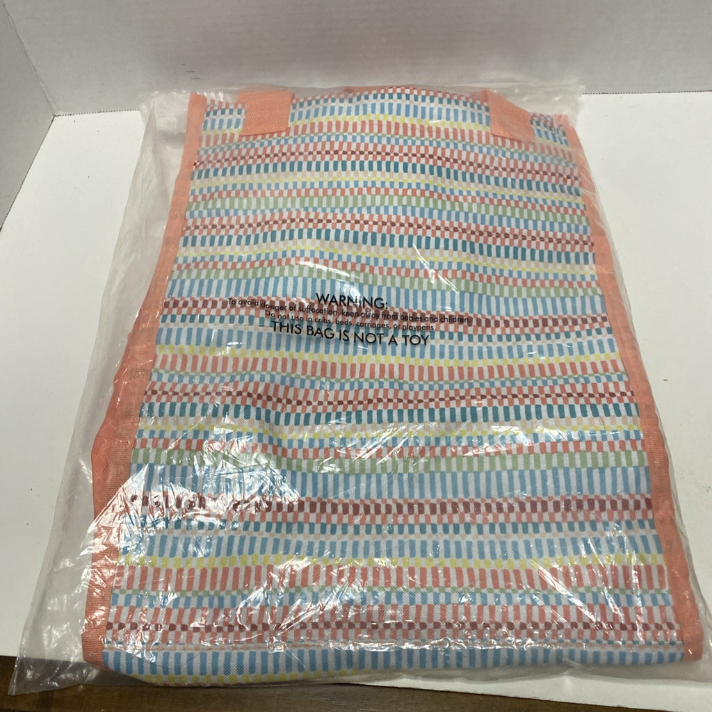 Thirty One Cinch Tote Bag, Multi Color Stripe, New In Pkg