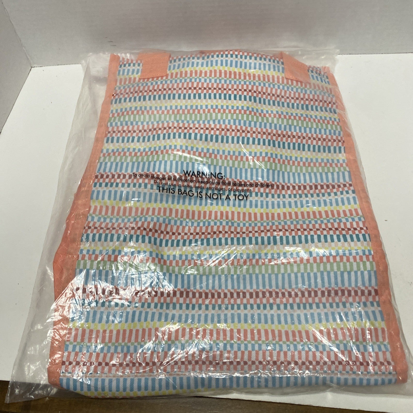 Thirty One Cinch Tote Bag, Multi Color Stripe, New In Pkg