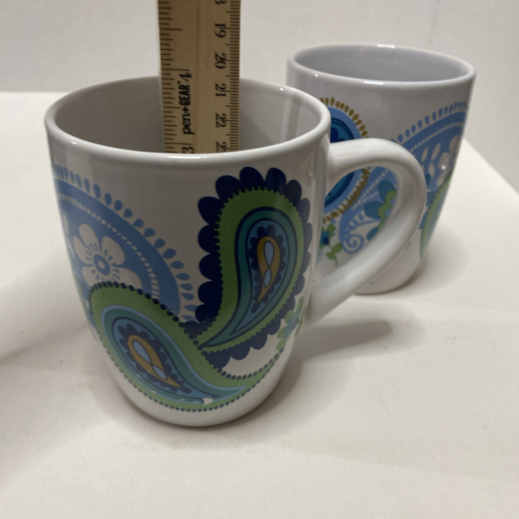Royal Norfolk Floral Paisley Print - Blue & Green - 12 oz Coffee Tea Mug Cups -2