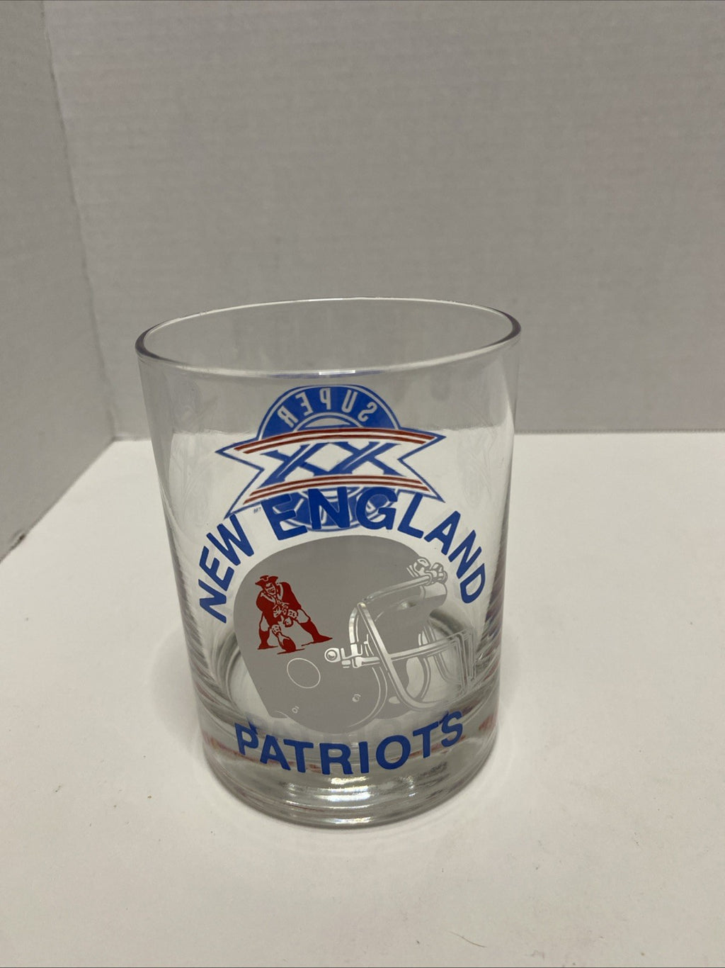 Vintage 1986 New England Patriots Super Bowl XX Champions Glass / Cup