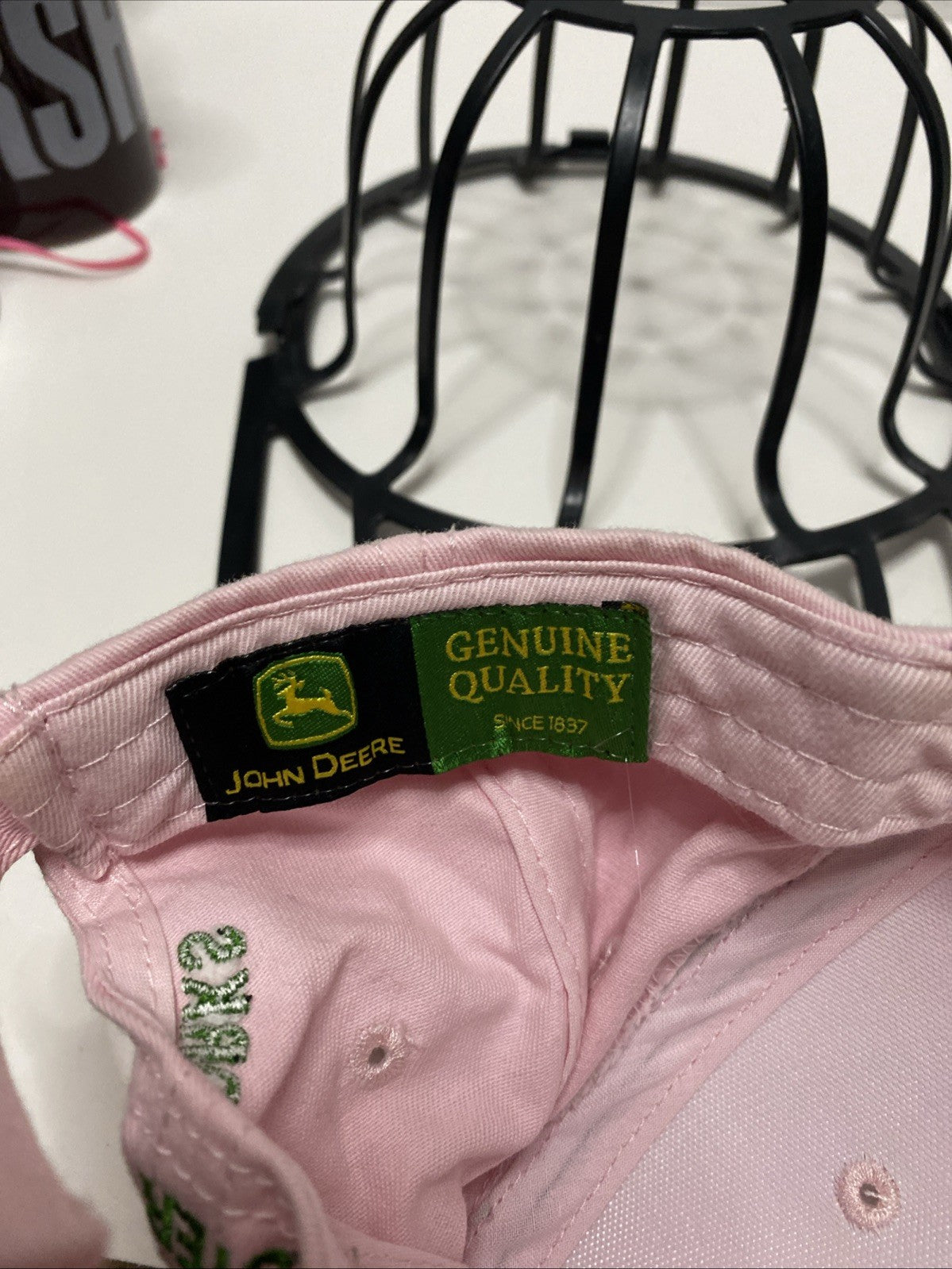 John Deere women’s pink ball cap camo trim harvester works