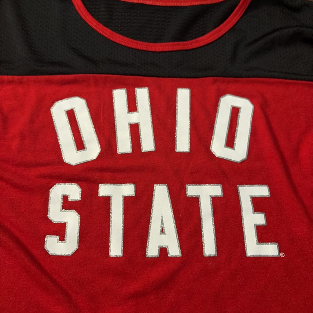 The Ohio State University Buckeyes Three-Quarter Sleeve Mesh Shoulder Shirt