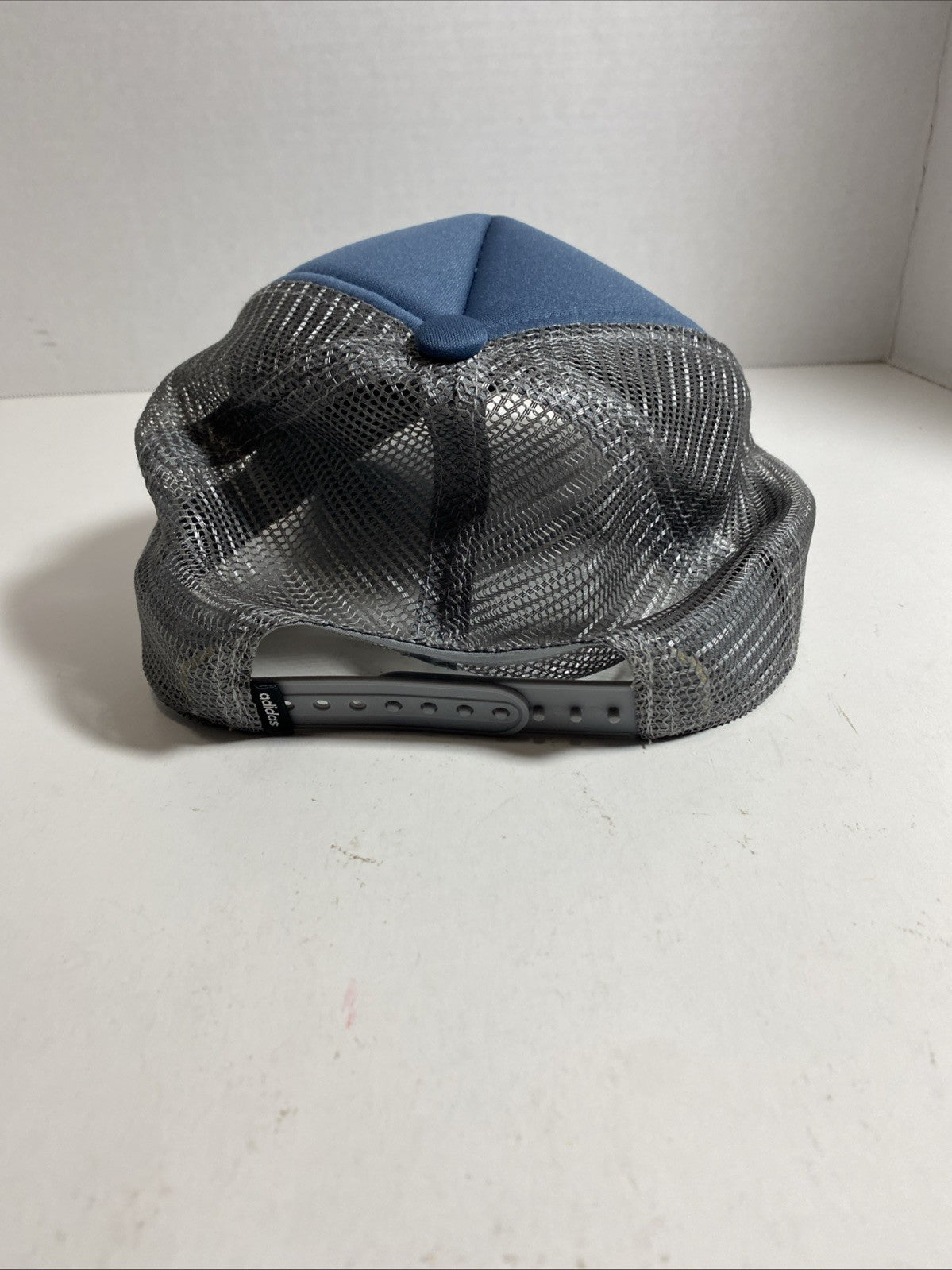 Adidas Three Stripe Life Climalite Slate Blue Gray Mesh Snapback Trucker Hat