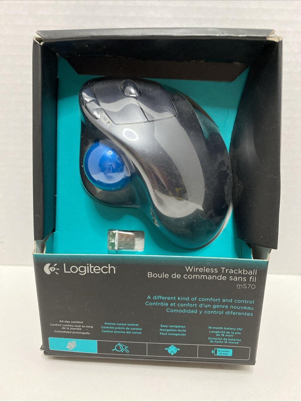 Logitech M570 Wireless Trackball Mouse – Ergonomic Design NEW SEALED 