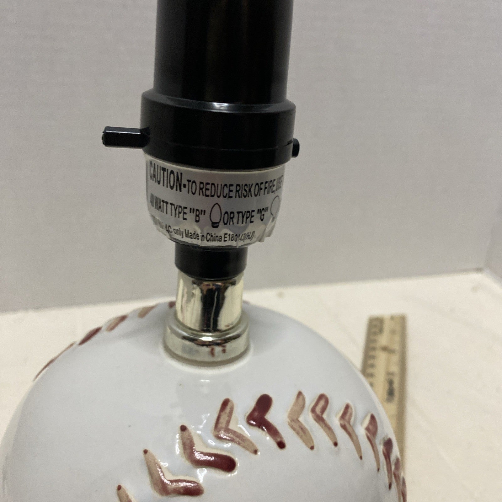 Ceramic 40-Watt Baseball Table Dresser Lamp ~ Sports, Boys Bedroom, Softball 