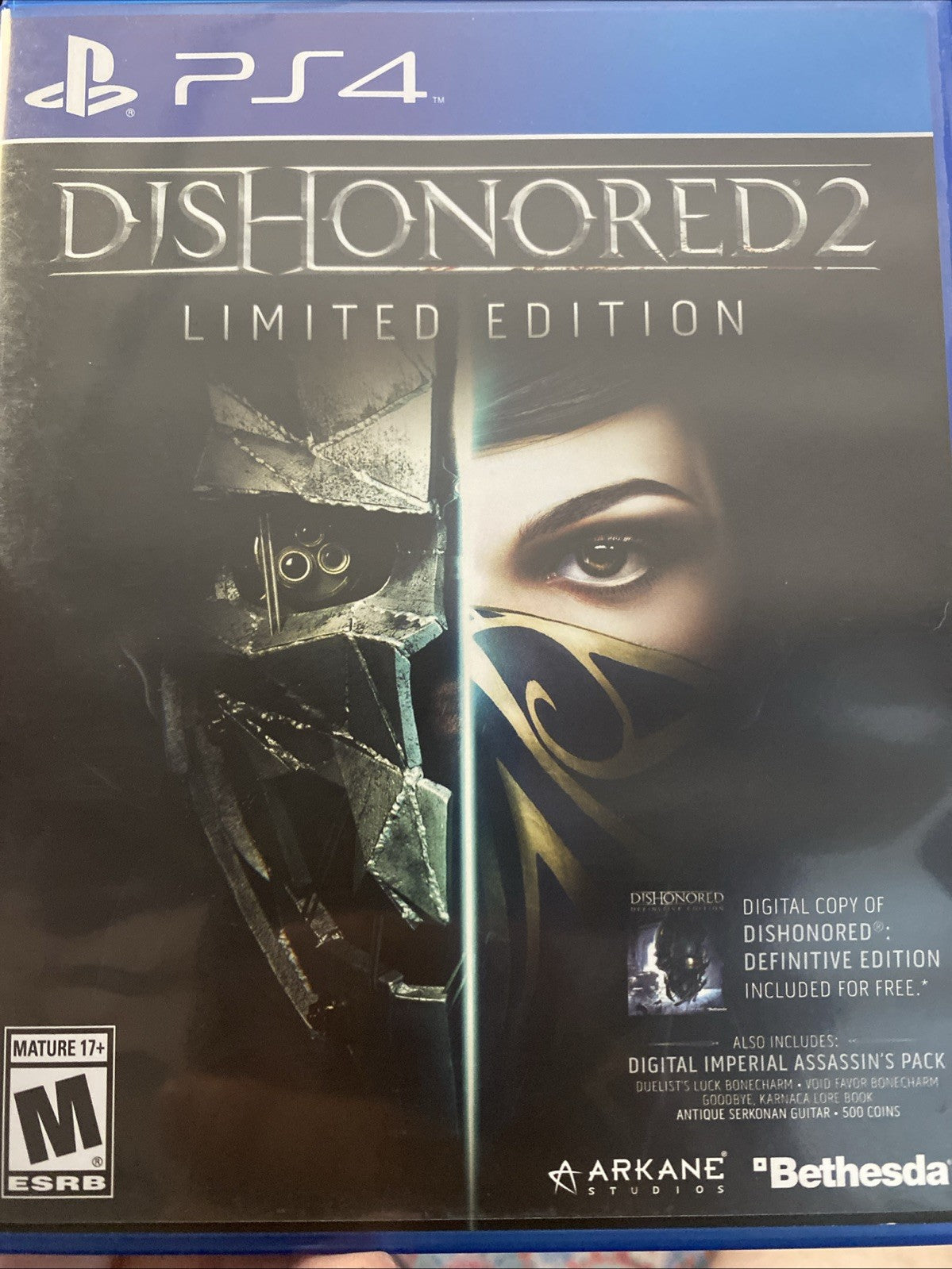 Sony Playstation 4 PS4 Dishonored 2 Game Complete CIB + Manual Bethesda Preowned