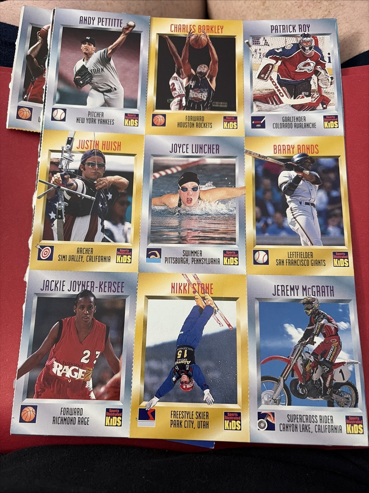 Sports Illustrated Kids 1997 March Uncut Card Sheet Charles Barkley Barry Bonds