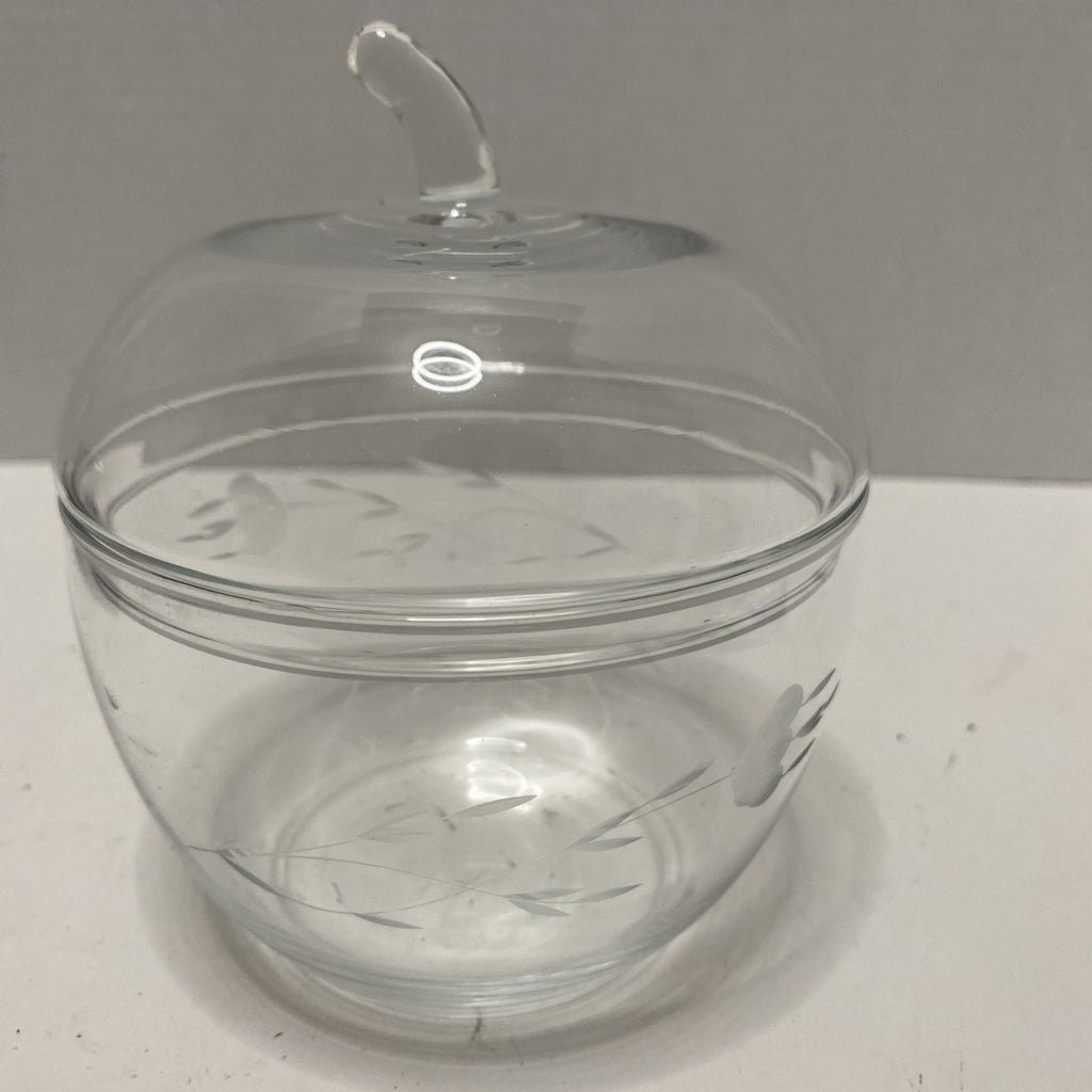 Vintage Etched Glass Apple Jar