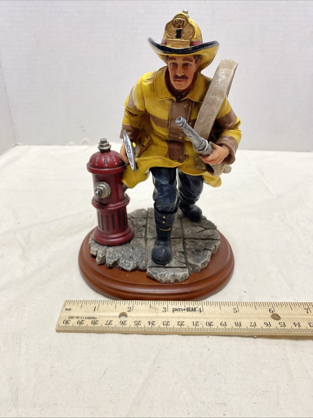 Fire Alarm Firefighter Figurine Vanmark Red Hats of Courage 1997