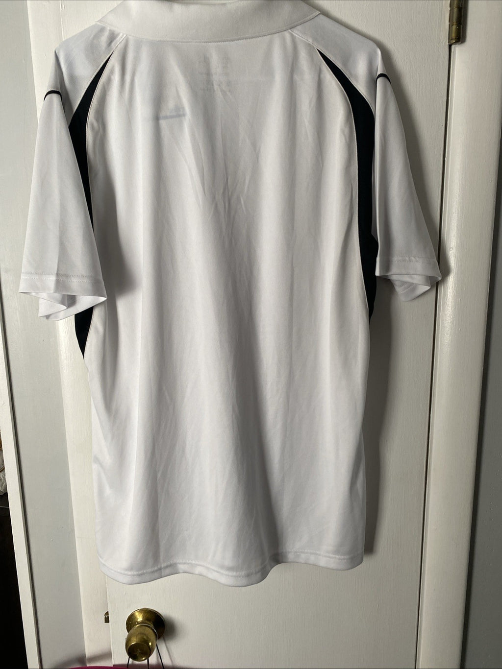 Zity sports  large short sleeve polo shirt white black stripes NWT