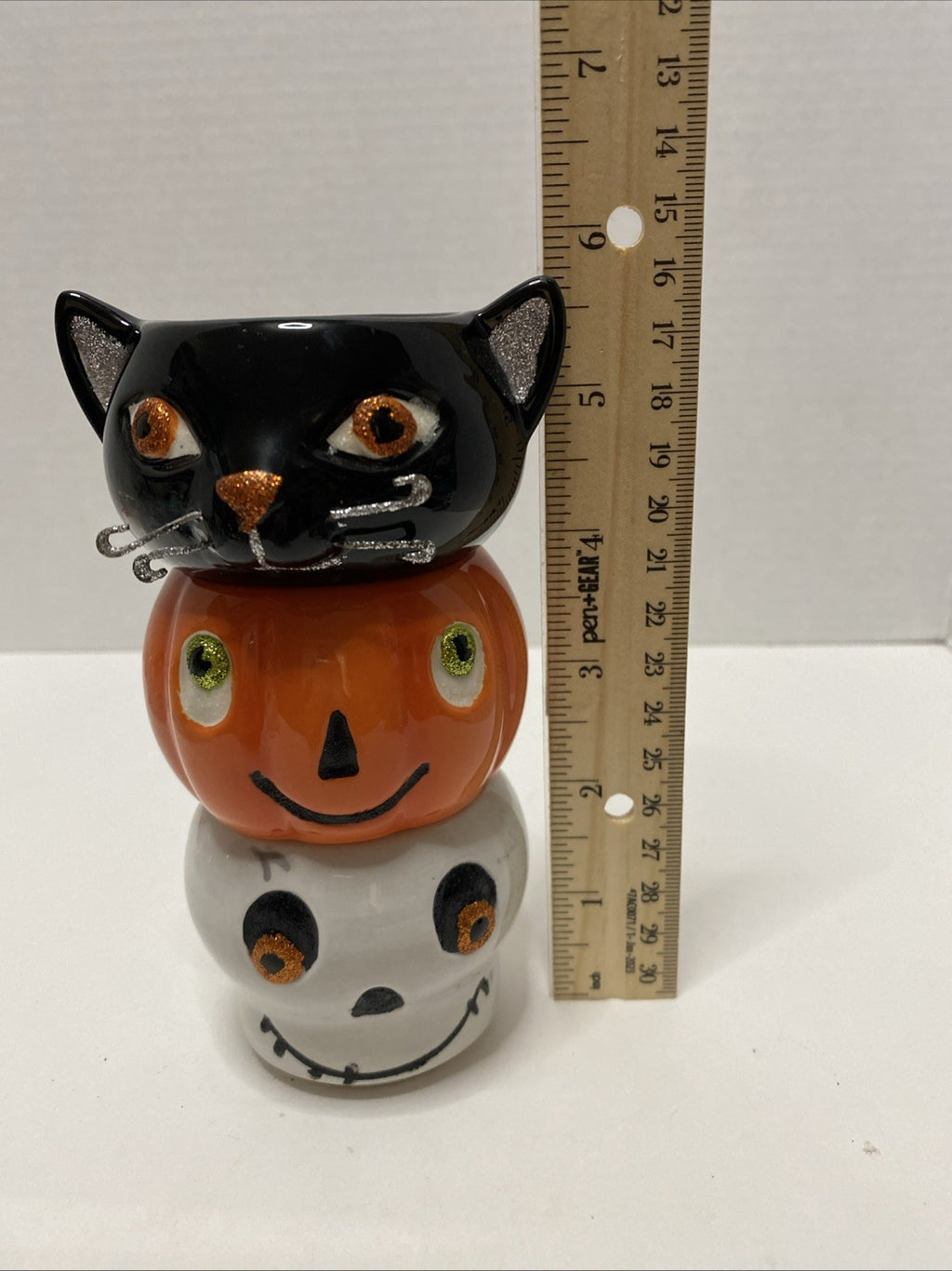 Hallmark Halloween Tea Lights Votive Jack O Lantern Skull Black Cat Candle Holde