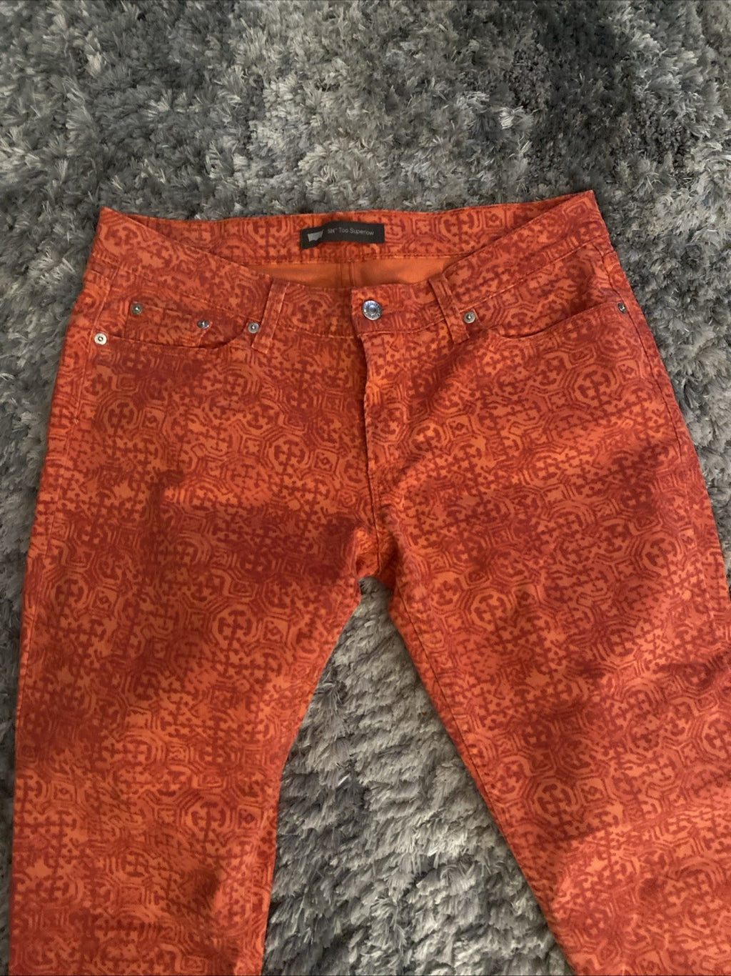 Levi Women’s 524 Two Super Low Jeans 13M 31x32 Orange Pattern