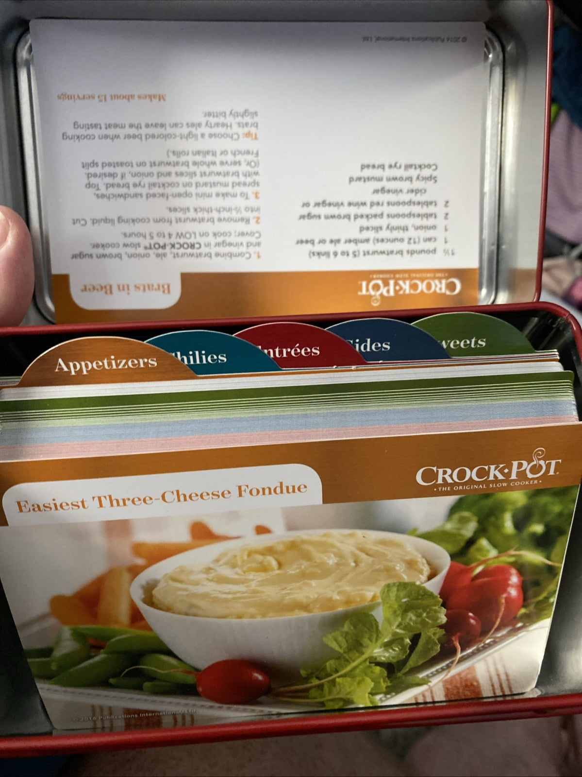 Crock-Pot Recipe Card Collection Tin, * Light Tarnish On Bottom Rim 6.5"x5"*Read