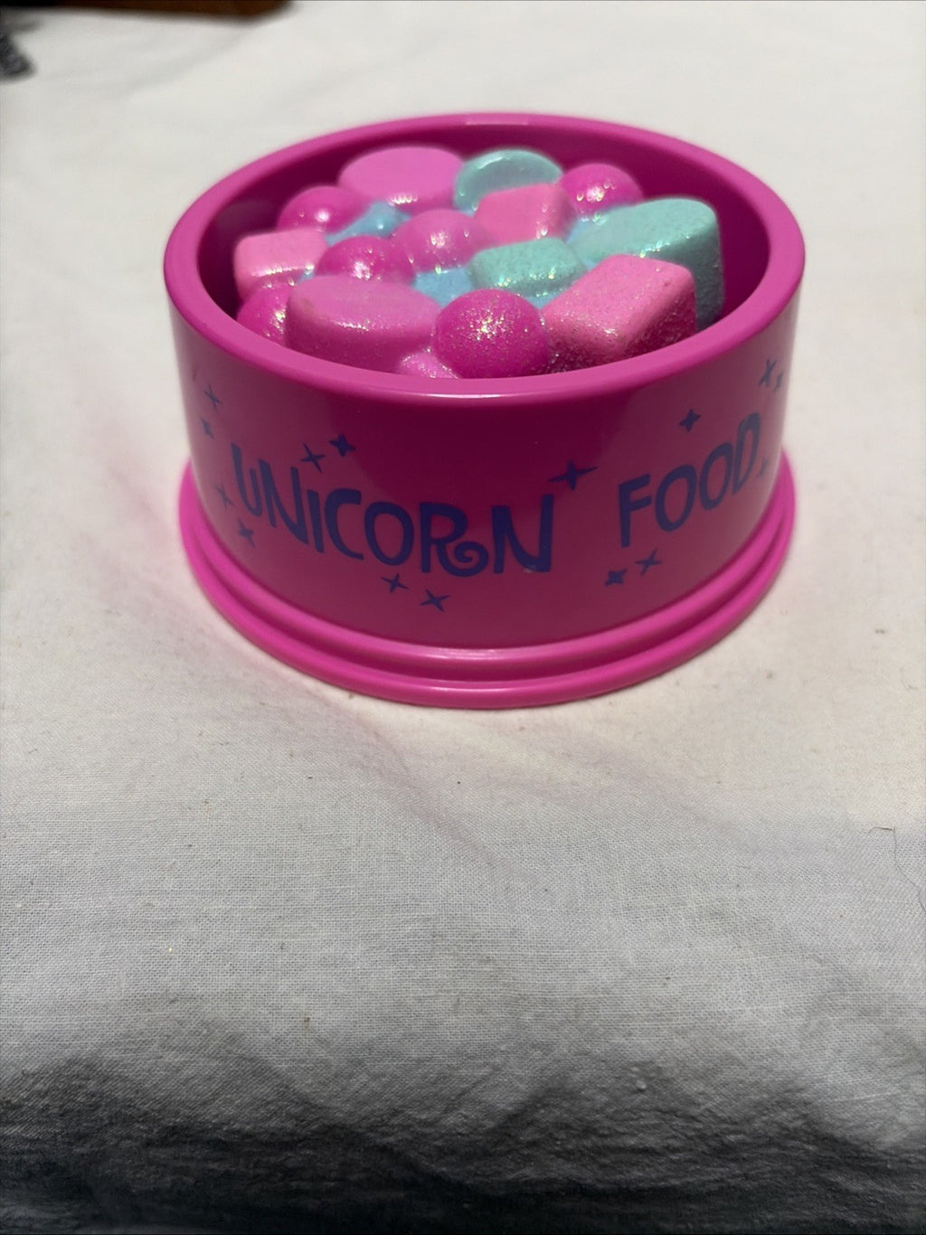 Build A Bear Unicorn Food Bowl + Food Toy Pink Purple Blue WITH Sparkling FOOD