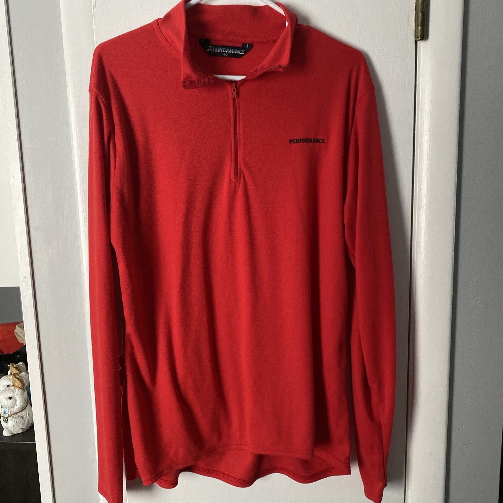 Performance men’s extra large long sleeve red 1/4 zip pullover three back pocket