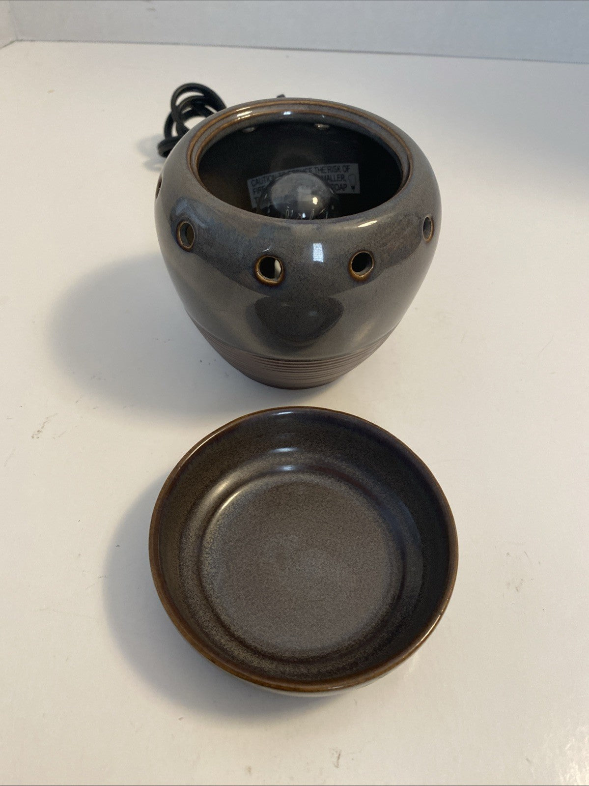 Scentsy Wax Warmer Limestone Pottery Crock Rustic EUC Genuine 