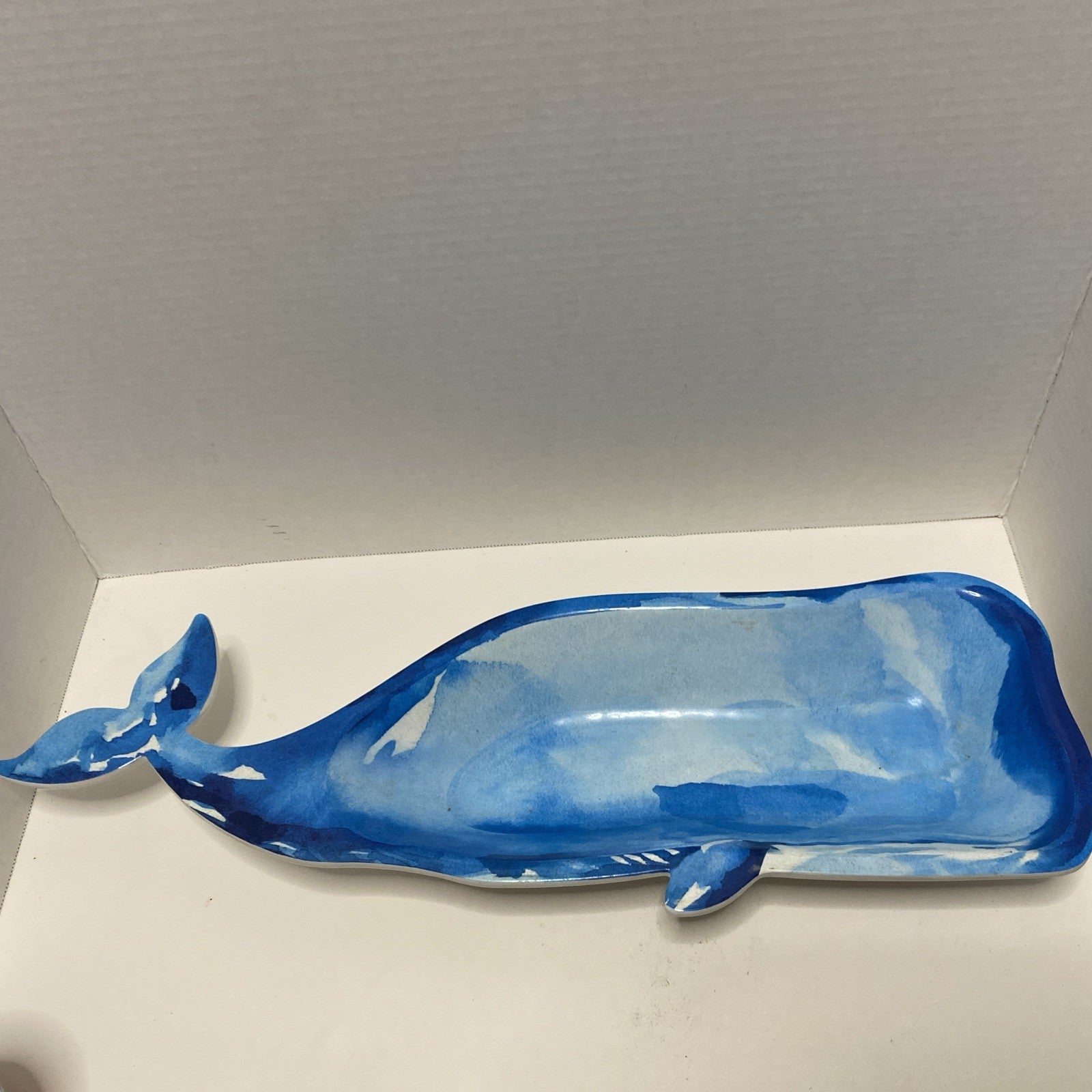25" Nautica BLUE WHALE MELAMINE SERVING DISH. 21" long. HEAVY.   SUPER NICE!