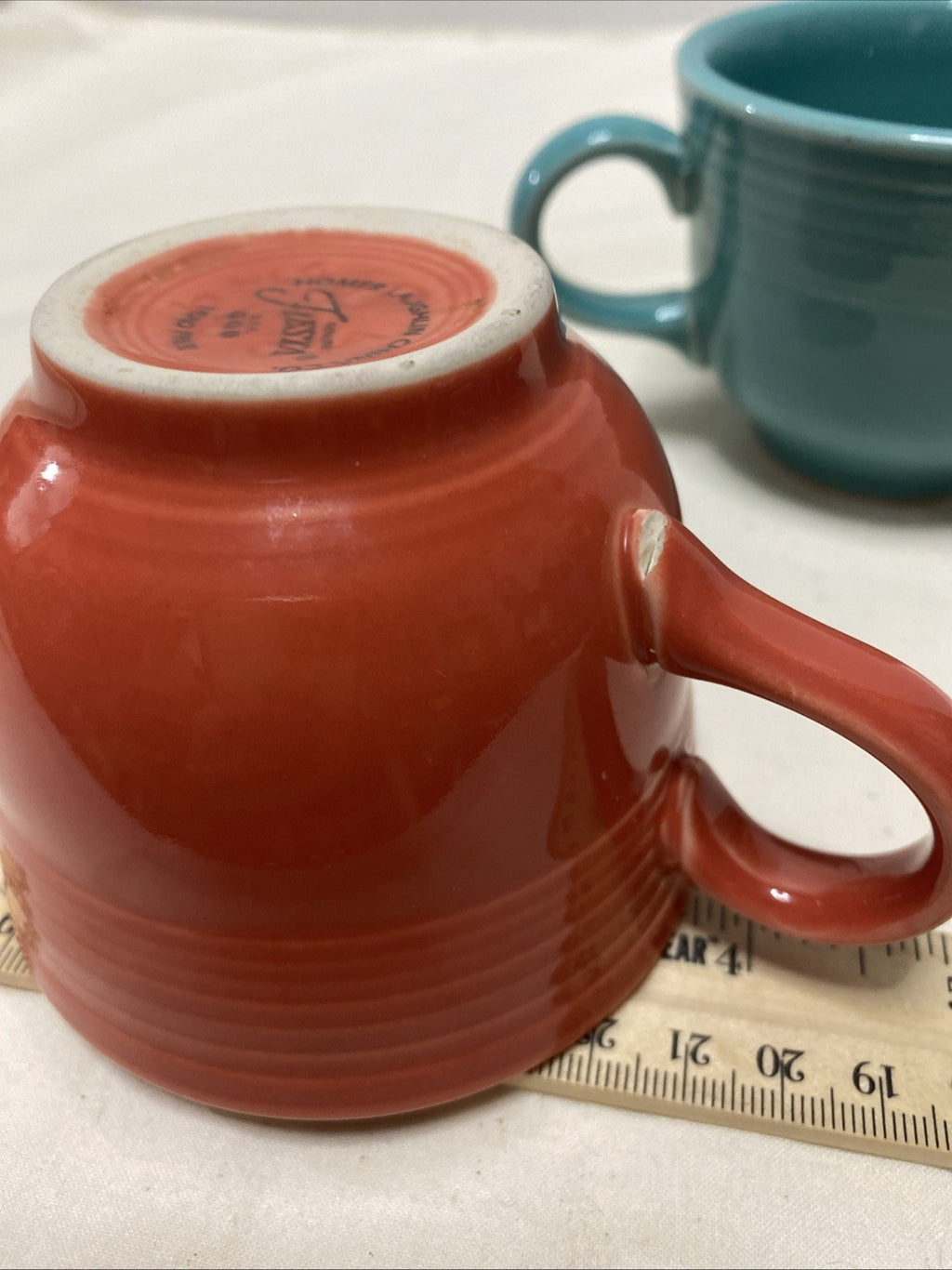 Fiesta Art Deco Teal, Orange Coffee Tea Cup 7.75 oz Durable Fiestaware