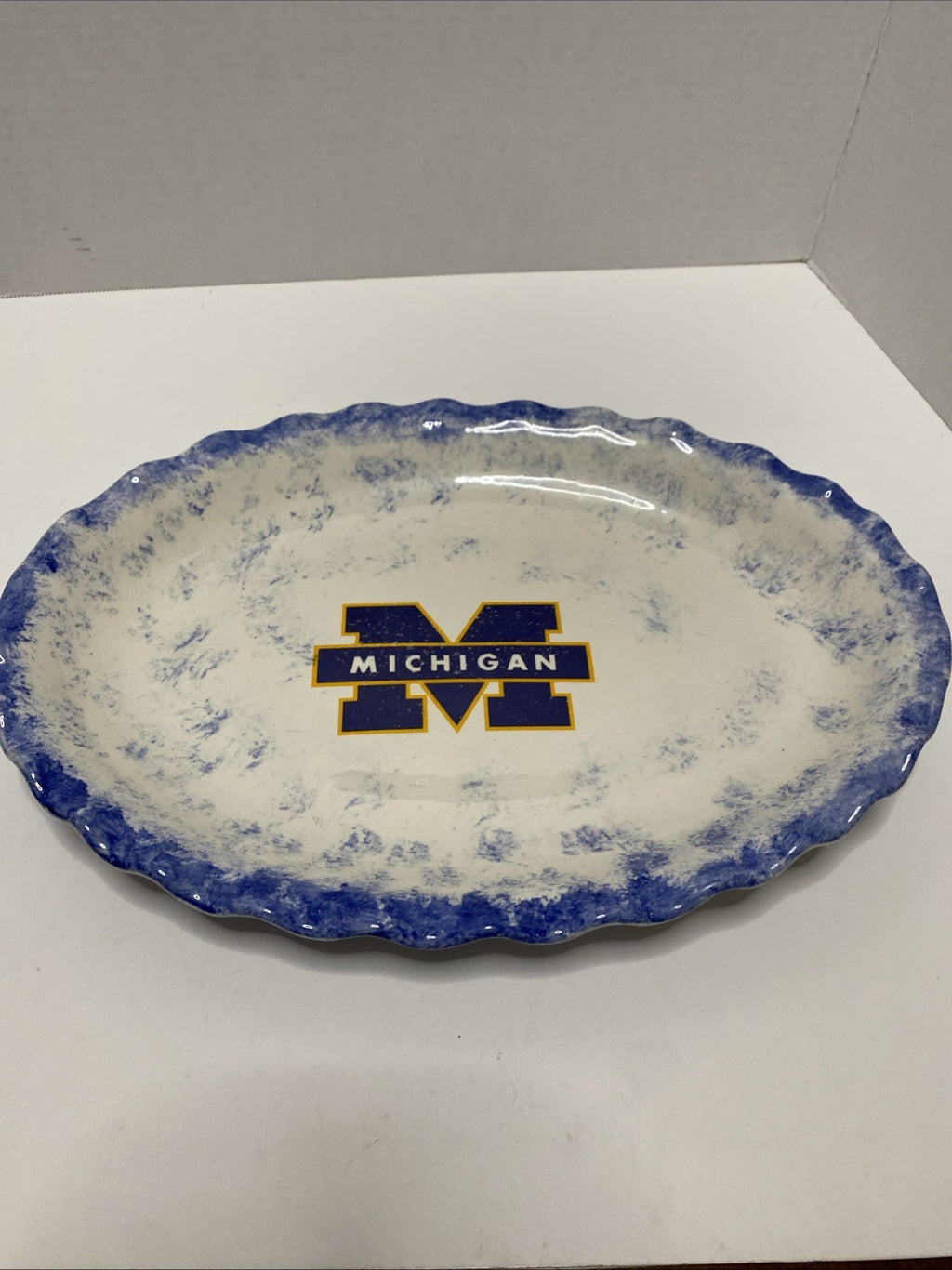 Michigan wolverine serving platter 14 1/2” x 10 1/2” glazed