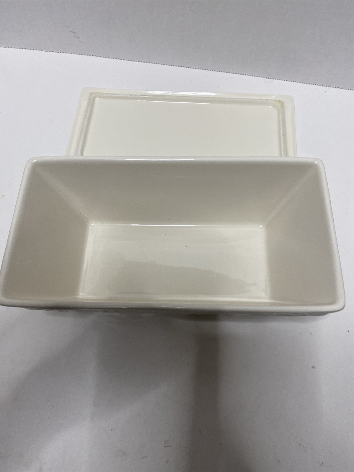 REAL HOME CASSEROLE EARTHENWARE LET US ENTERTAIN YOU  LOAF DISH WITH LID