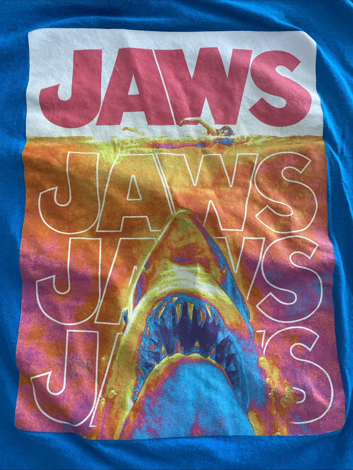 Jaws Terror Shirt Mens Blue Medium M Retro Nautical Outdoors Shark Movie