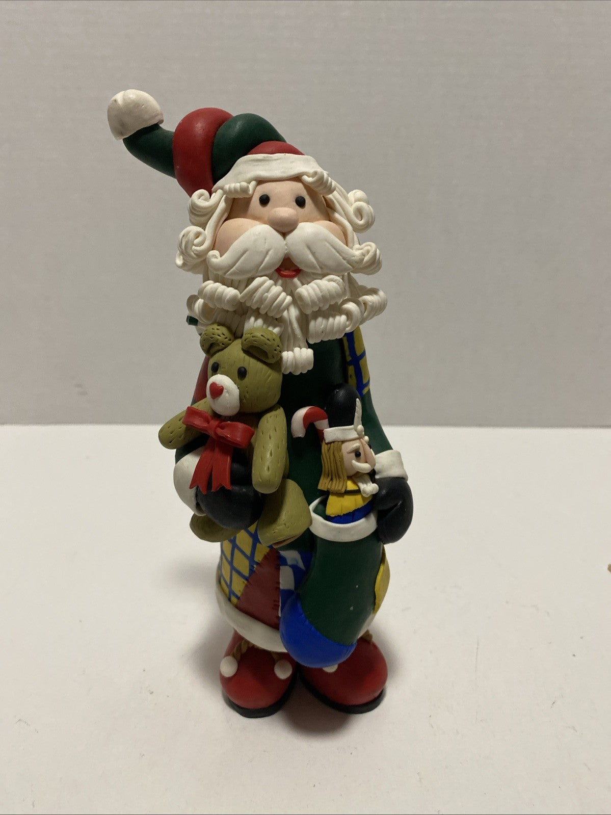Christmas SANTA Clay  Figurine 12" Vintage 1980's