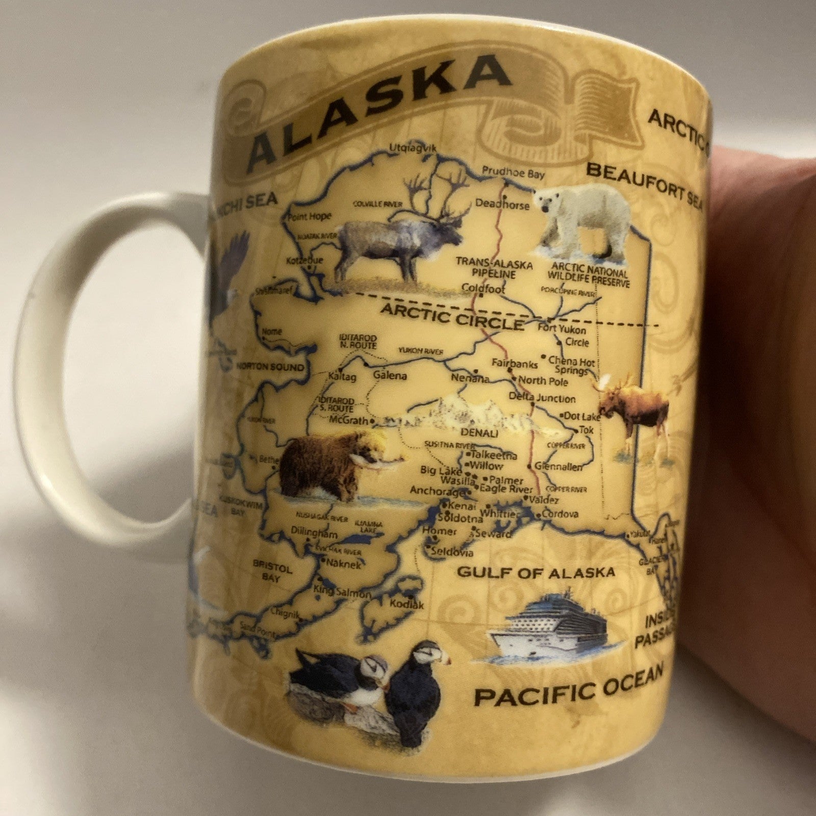Artic Circle Enterprises Alaska Coffee Cup / Mug Map with Wildlife