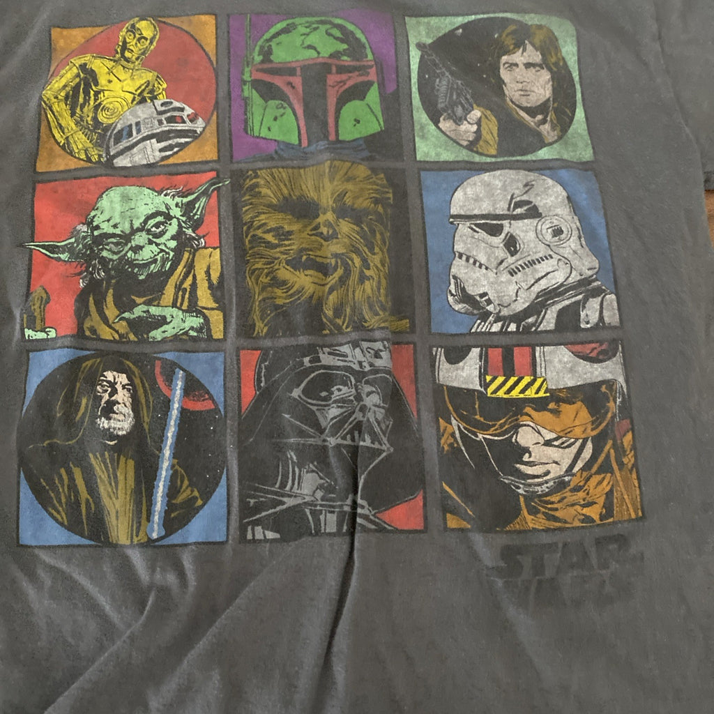 Vintage Star Wars Official Lucas Film 9 Characters Grid T-Shirt Mens Size Small