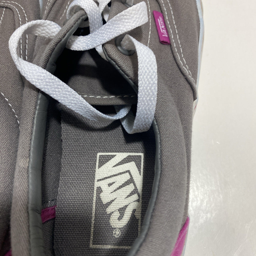 Pink And Grey Low Top Athletic Vans. Men 6 Women 7.5